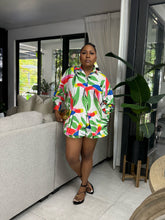 Load image into Gallery viewer, Abstract Floral “Zanzibar” Long Sleeve Short Set
