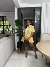 Load image into Gallery viewer, Yellow Stripe Mykonos Pop Over Mini Dress