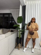 Load image into Gallery viewer, Khaki Mykonos Pop Over Mini Dress