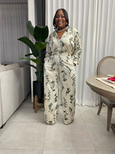 Load image into Gallery viewer, Premium Nude and Green Floral “ISLANDER” Satin Pant Set