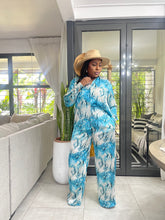 Load image into Gallery viewer, Blue Leopard Print “ISLANDER” Pant Set