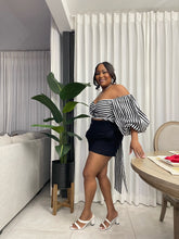 Load image into Gallery viewer, Black and White Stripe Atlantis Wrap Top