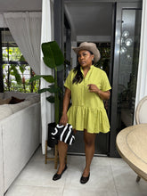 Load image into Gallery viewer, Green Mykonos Pop Over Mini Dress