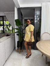 Load image into Gallery viewer, Yellow Stripe Mykonos Pop Over Mini Dress