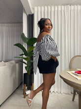 Load image into Gallery viewer, Black and White Stripe Atlantis Wrap Top