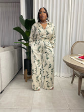 Load image into Gallery viewer, Premium Nude and Green Floral “ISLANDER” Satin Pant Set