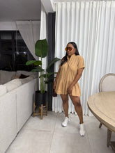 Load image into Gallery viewer, Khaki Mykonos Pop Over Mini Dress