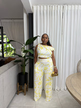 Load image into Gallery viewer, Soft Yellow “Nevis” Knotted Shoulder Pant Set