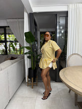 Load image into Gallery viewer, Yellow Stripe Mykonos Pop Over Mini Dress