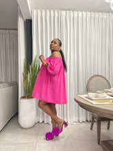 Load image into Gallery viewer, Valentino Pink “ZIMBABWE” Oversized Puff Sleeved Dress