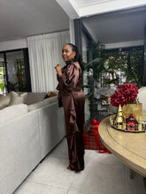Load image into Gallery viewer, St. Barts Edition Ruffle Set - Chocolate Brown Crushed Satin
