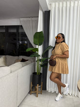 Load image into Gallery viewer, Khaki Mykonos Pop Over Mini Dress