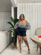 Load image into Gallery viewer, Black and White Stripe Atlantis Wrap Top