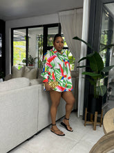 Load image into Gallery viewer, Abstract Floral “Zanzibar” Long Sleeve Short Set