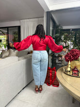 Load image into Gallery viewer, Uganda Puff Sleeved Wrap Top - Cherry Red