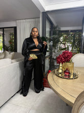 Load image into Gallery viewer, St. Barts Edition Ruffle Set - Black Crushed Satin