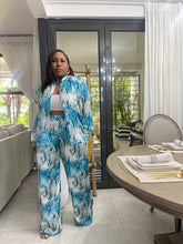 Load image into Gallery viewer, Blue Leopard Print “ISLANDER” Pant Set