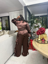 Load image into Gallery viewer, St. Barts Edition Ruffle Set - Chocolate Brown Crushed Satin