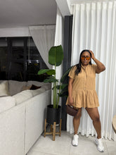 Load image into Gallery viewer, Khaki Mykonos Pop Over Mini Dress