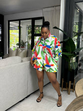 Load image into Gallery viewer, Abstract Floral “Zanzibar” Long Sleeve Short Set
