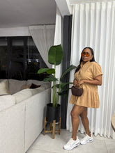 Load image into Gallery viewer, Khaki Mykonos Pop Over Mini Dress