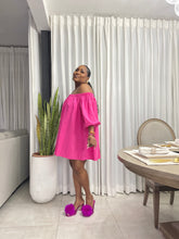 Load image into Gallery viewer, Valentino Pink “ZIMBABWE” Oversized Puff Sleeved Dress