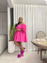 Load image into Gallery viewer, Valentino Pink “ZIMBABWE” Oversized Puff Sleeved Dress