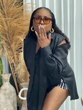 Load image into Gallery viewer, Black 100% Linen Bali Peekaboo Shirt