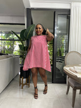 Load image into Gallery viewer, Red Candy Stripe Portland Sleeveless Dress