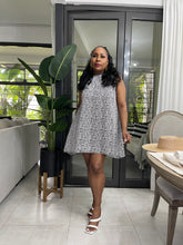 Load image into Gallery viewer, Black/White Geometric Portland Sleeveless Dress