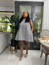 Load image into Gallery viewer, Black/White Geometric Portland Sleeveless Dress