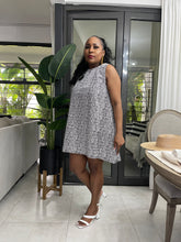 Load image into Gallery viewer, Black/White Geometric Portland Sleeveless Dress