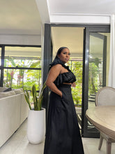 Load image into Gallery viewer, Black Linen Fiji Bias Cut Maxi Skirt