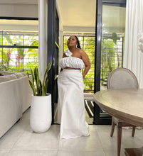 Load image into Gallery viewer, White Linen Fiji Bias Cut Maxi Skirt