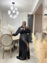 Load image into Gallery viewer, Black Luxury Satin Maxi “ISLANDER” Dress