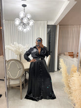 Load image into Gallery viewer, Black Luxury Satin Maxi “ISLANDER” Dress