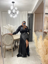 Load image into Gallery viewer, Black Luxury Satin Maxi “ISLANDER” Dress