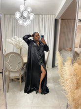 Load image into Gallery viewer, Black Luxury Satin Maxi “ISLANDER” Dress