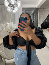 Load image into Gallery viewer, Black Linen Atlantis Wrap Top