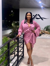 Load image into Gallery viewer, Pink Pin Striped Madrid Wrap Skirt Set