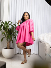 Load image into Gallery viewer, Valentino Pink “ZIMBABWE” Oversized Puff Sleeved Dress