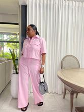 Load image into Gallery viewer, Pink Linen Libya Cropped Cargo Shirt