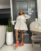 Load image into Gallery viewer, Nude "Bora Bora" Tube Frilled Sleeved Cotton Linen Dress