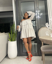 Load image into Gallery viewer, Nude "Bora Bora" Tube Frilled Sleeved Cotton Linen Dress