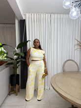 Load image into Gallery viewer, Soft Yellow “Nevis” Knotted Shoulder Pant Set
