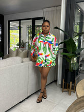 Load image into Gallery viewer, Abstract Floral “Zanzibar” Long Sleeve Short Set
