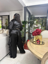 Load image into Gallery viewer, St. Barts Edition Ruffle Set - Black Crushed Satin
