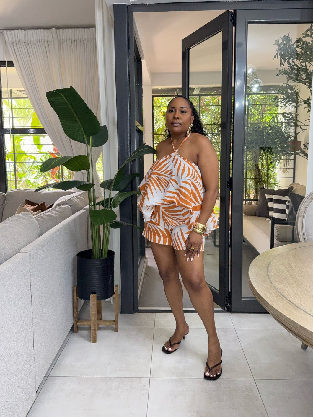 Carriacou Gold Palm Shorts Set