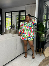 Load image into Gallery viewer, Abstract Floral “Zanzibar” Long Sleeve Short Set
