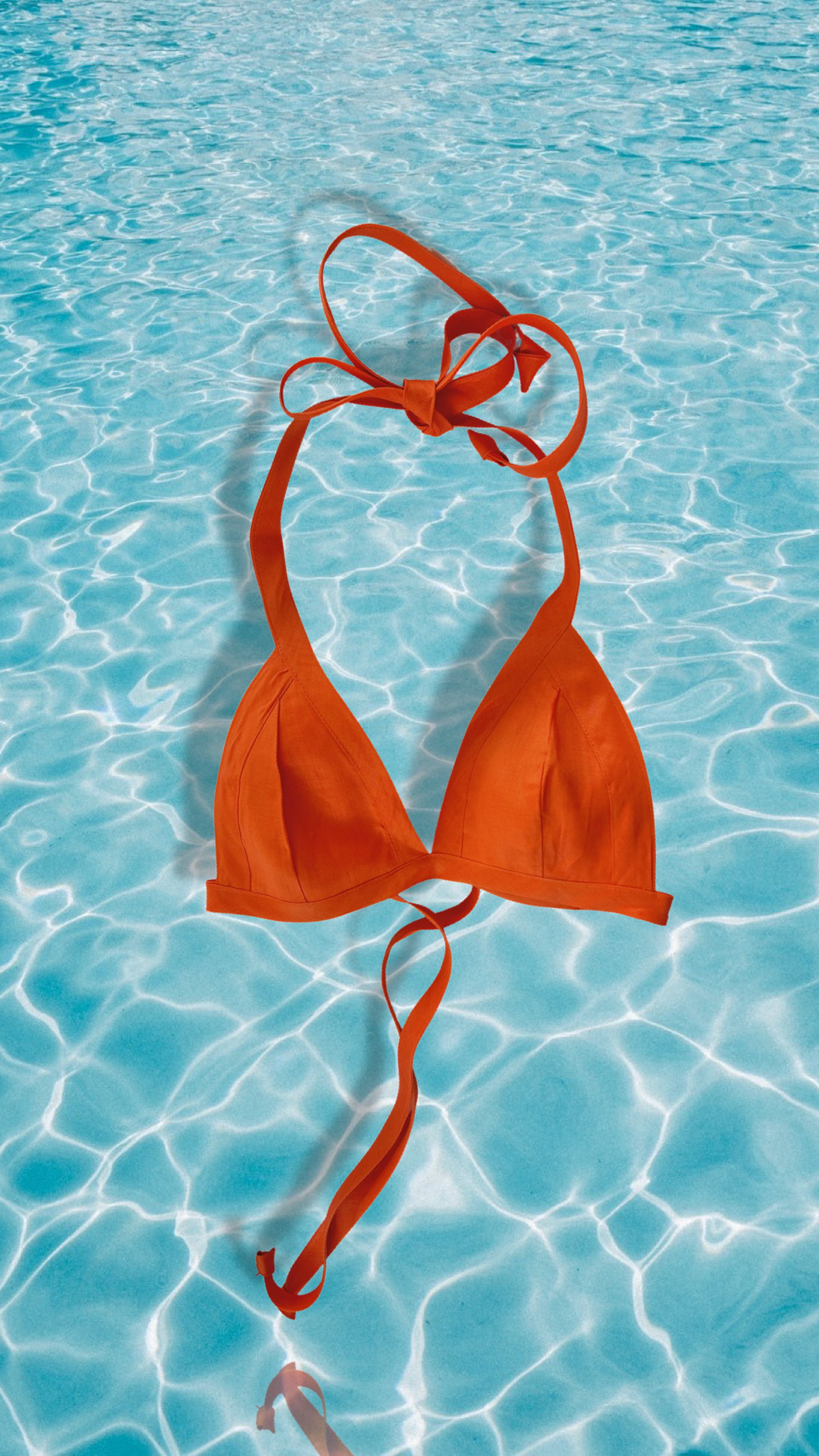 Maui Orange Linen Bikini Top